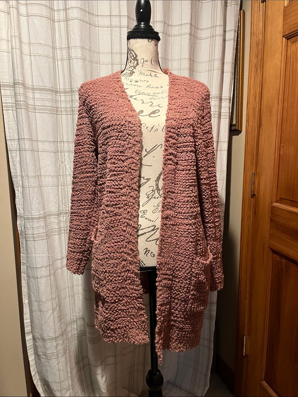 Sienna Sky Chunky Open-Front Cardigan in Dusty Rose
